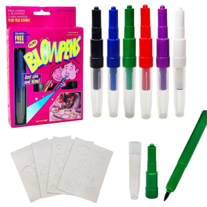 6 Pcs spray Blow Marker Pen for kids with free stencil