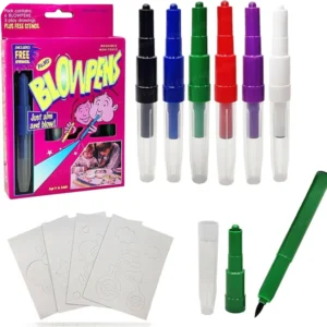 6 Pcs spray Blow Marker Pen for kids with free stencil